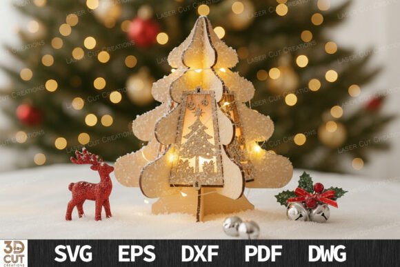3D Christmas Tree Lantern SVG File: A Magical Addition to Your Holiday Decor