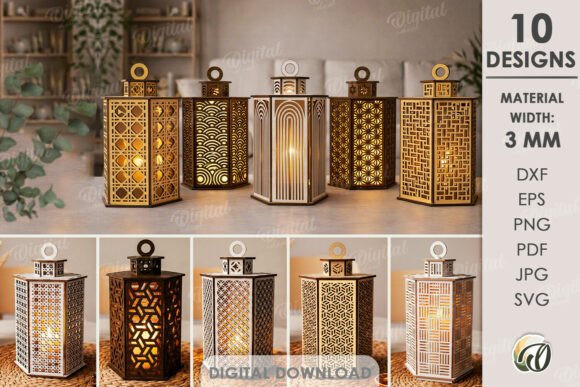 3D Decorative Lanterns Bundle Lasercut – A Digital Craft Kit for Creative Spaces