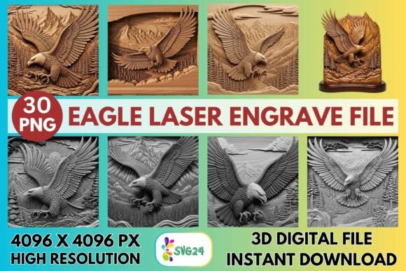 3D Eagle Laser Engrave File PNG for Premium Projects