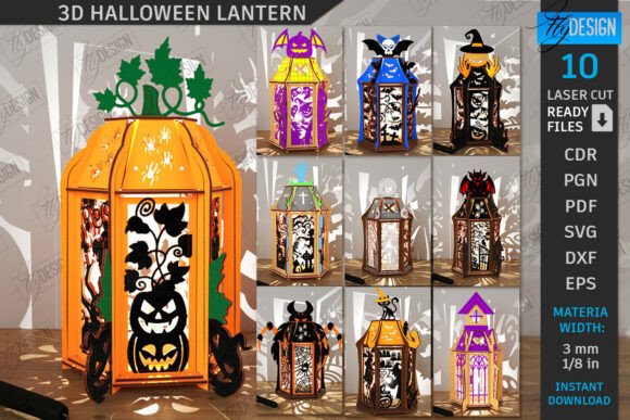 3D Halloween Lanterns Laser Cut Bundle for Creative Projects