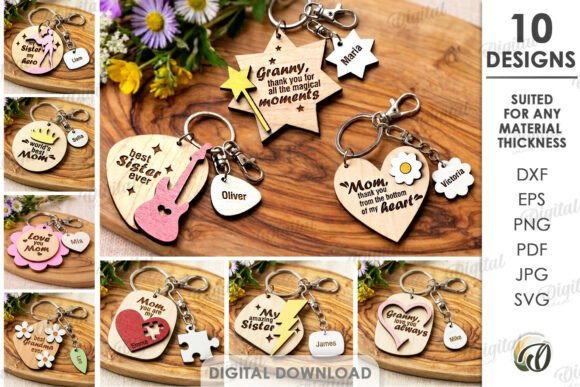 3D Mother’s Day Keychains for Laser Projects