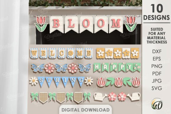 3D Spring Banners Bundle Laser Cut – Creative Design for Every Space
