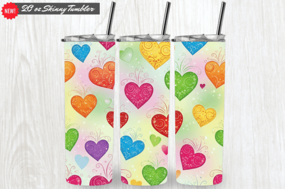 Colorful 3D Jewel Heart Tumbler Wrap PNG – A Must-Have for Sublimation Artists and Entrepreneurs