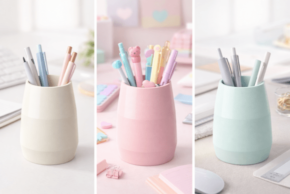 Cute Kawaii Mini Pastel Desk Pen Cup for 3D Printing: A Trendy and Functional Addition to Modern Workspaces