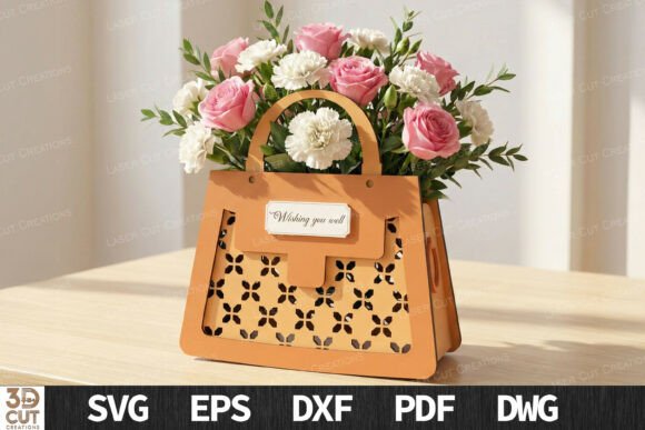 Elegant Floral Handbag Box 3D SVG – A Versatile Design for Creative Makers