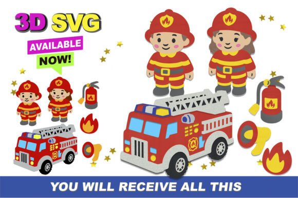Firefighters Elements 3D SVG: A Versatile Design Resource for Creative Projects