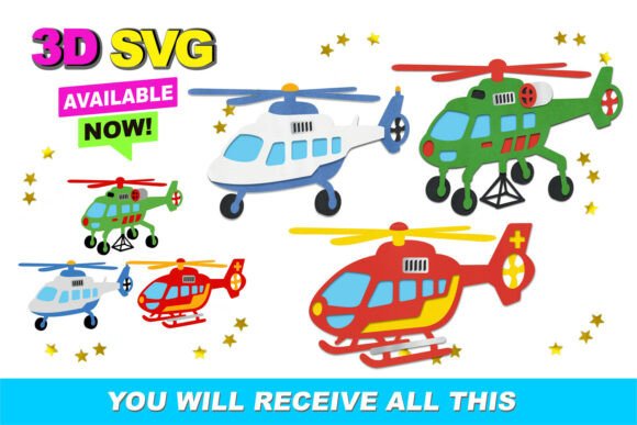 Helicopter Elements 3D SVG for Creative Projects