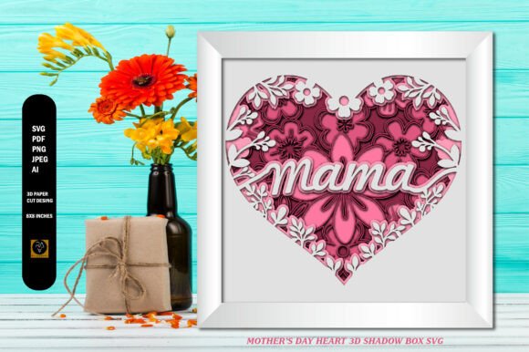 Mother's Day Heart 3D Shadow Box SVG