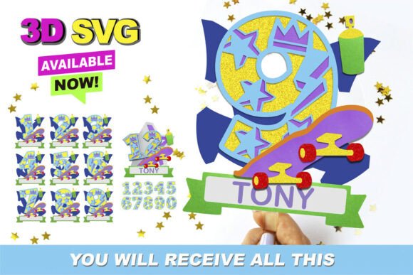 Skateboard Numbers Topper 3D SVG: Creative Uses and Ideas